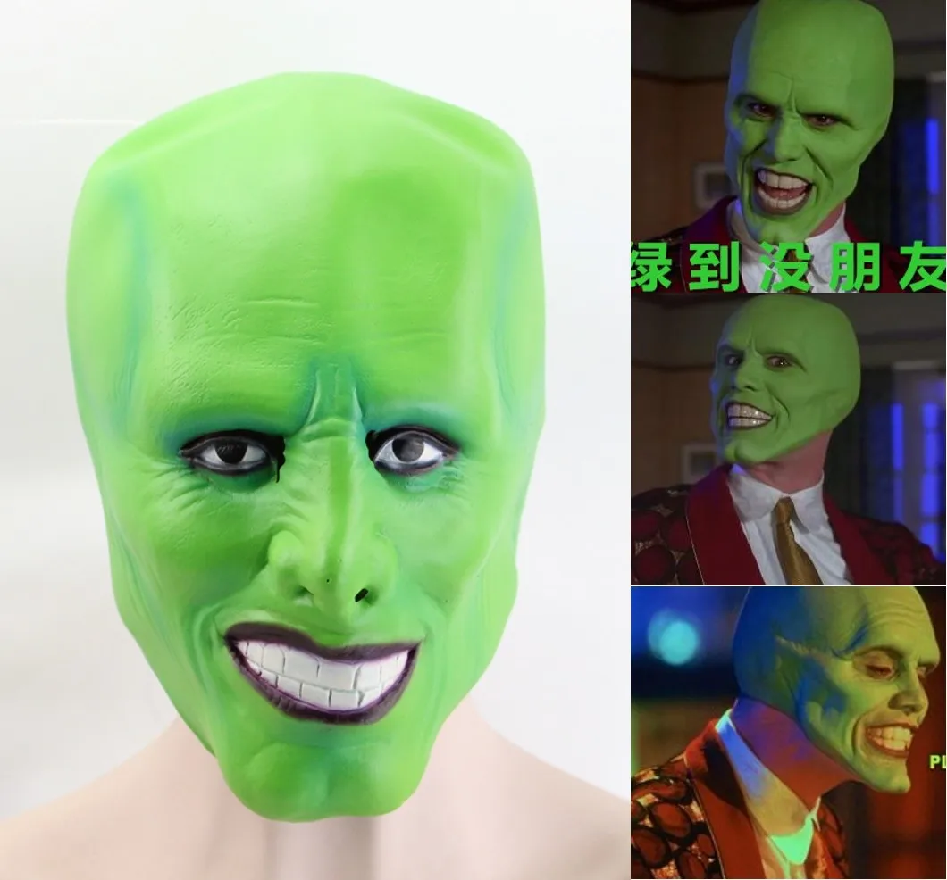 Halloween green Mask Jim Carrey Cosplay Costumes Ball Carnival Accessories Terror Latex Hoods of disguised monster | Тематическая