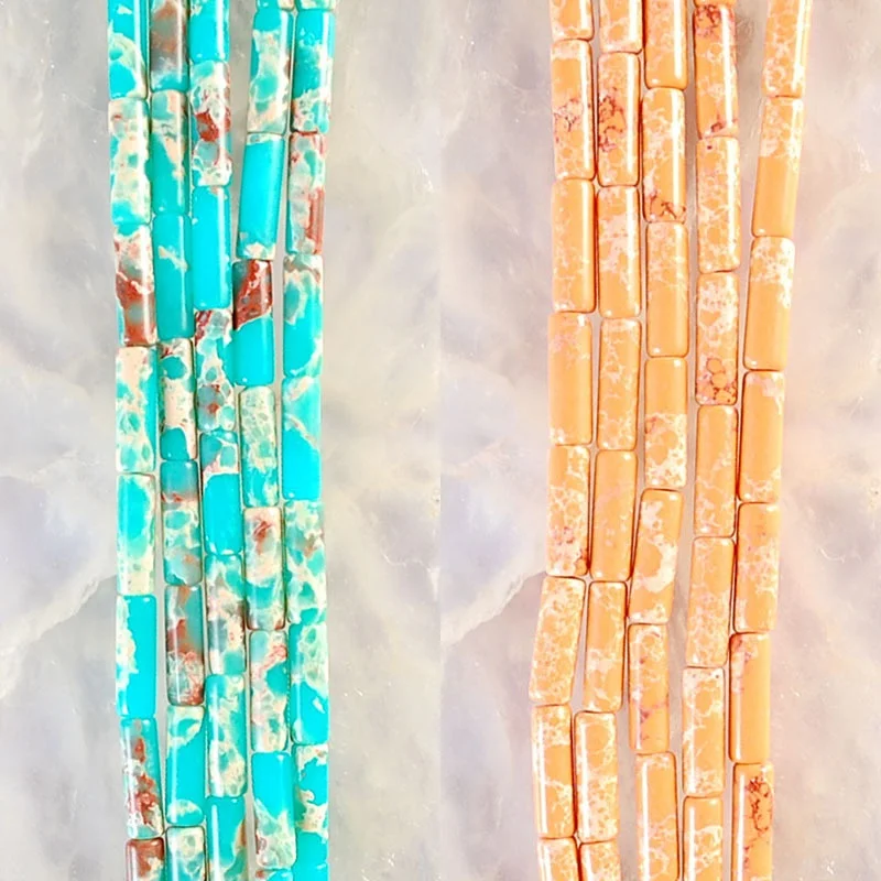 30Pcs 4x13mm Assorted Natural Column Shape Sea Sediment Jasper Loose Stone Beads For Jewelry Necklace Bracelet DIY