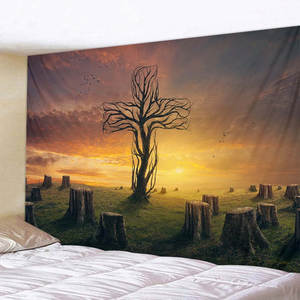 

Psychedelic Tapestry Scenic Beach Blanket Printed Abstract Home Wall Decoration Art Triangle Wall Hanging for Living Room