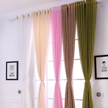 

New Modern Curtains for Living Room Bedroom Small Fresh Warp Knitting Belly Plain Plain Screen