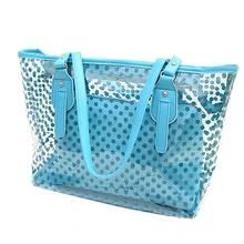 

woman Beach Bag Fashion dot pattern Transparent Bag PVC Material Shoulder Bag Plastic Women Bag Large Shopping Tote Handbags