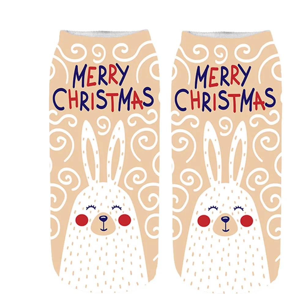 Модные зимние носки женские удобные модные унисекс рождественские Веселая 3D-печать повседневные носки милые укороченные носки Y806 - Цвет: C