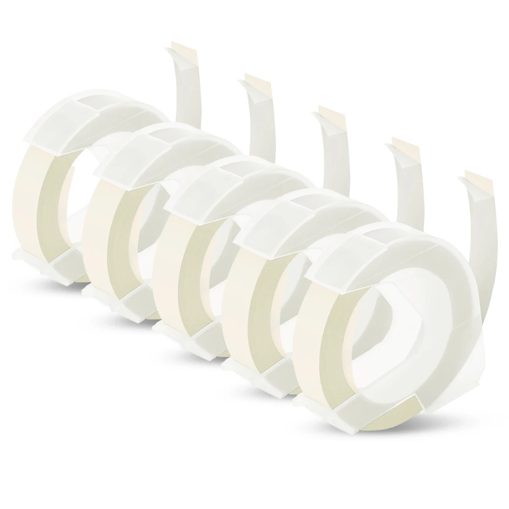 5pk 9mm 3d Embossing Tapes Plastic 3d Embossing Labels White On Clear