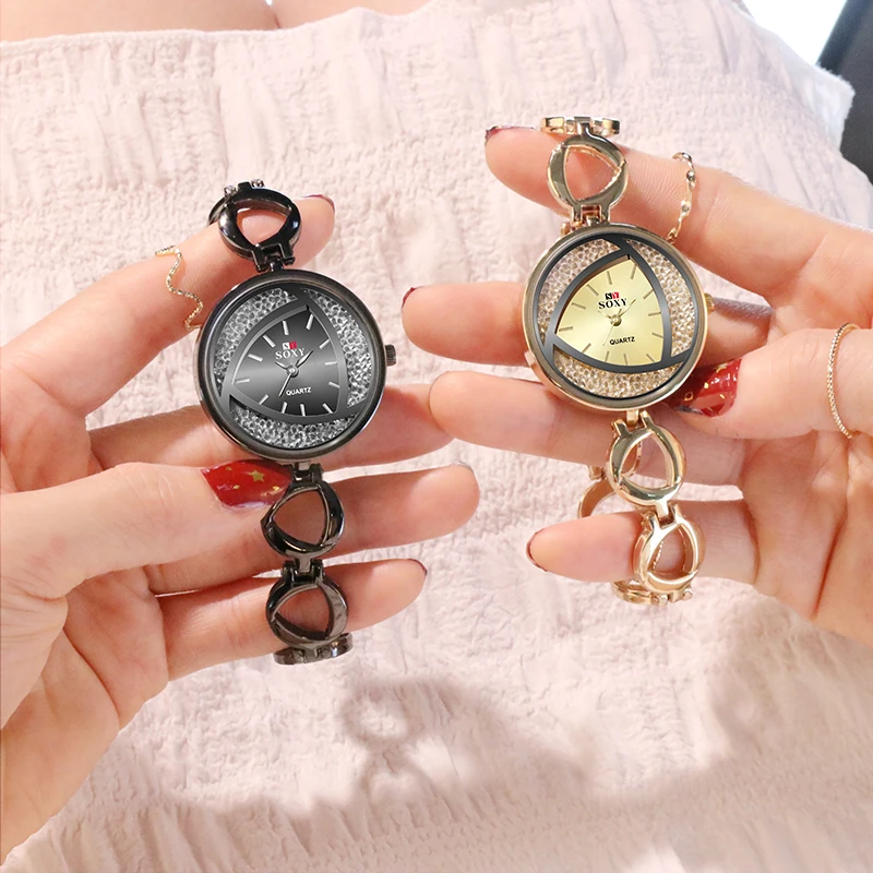 Новые женские часы лучший бренд класса люкс кварцевые новые роскошные часы со стразами Креативный дизайн браслет женские наручные часы