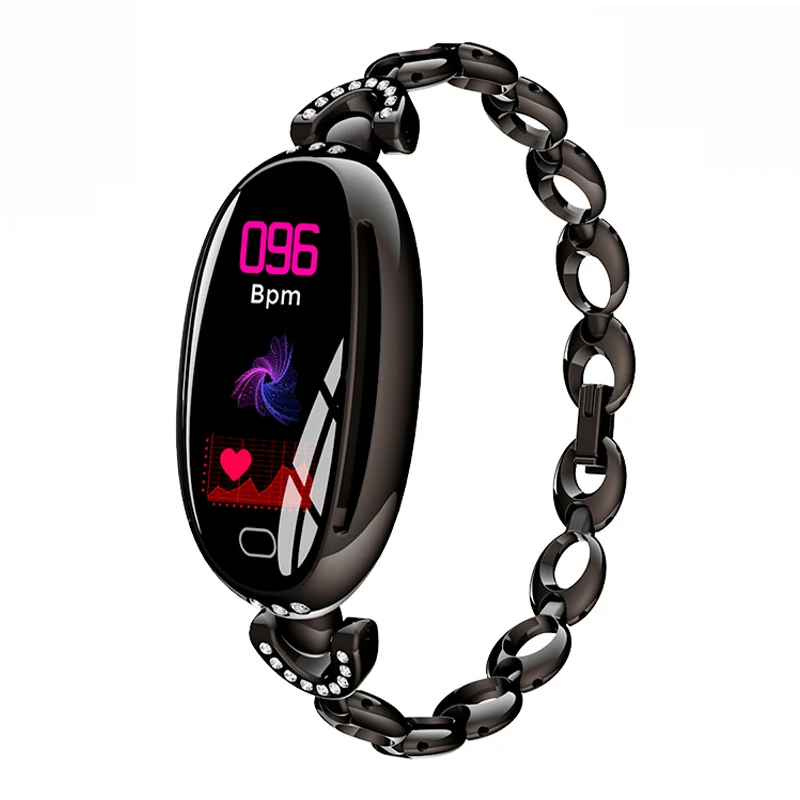 Najtaniej Imosi E68 smart watch kobiety 0.96 Cal Monitor pracy serca IP67 wodoodporna Sport Fitness bransoletka zestaw z diamentami opaska na nadgarstek