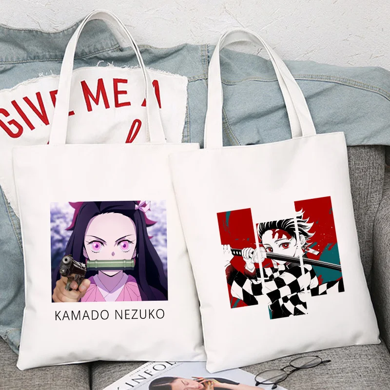Kamado Nezuko Kawaii Anime Shopper Shopping Bags Demon Slayer Handbag Large Capacity Tote Bag Shoulder Ecobag Reusable |