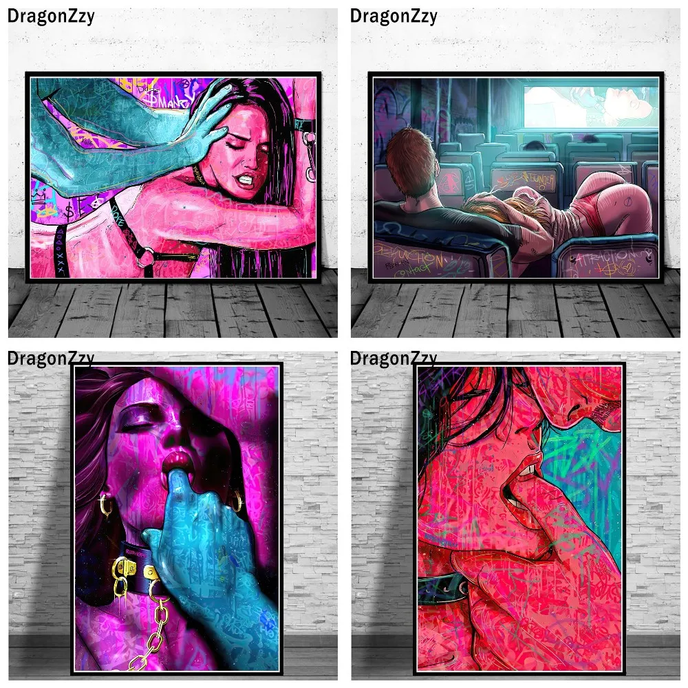 Sexy Baby Sex Frau Poster Nude Wand Kunst Graffiti Moderne Mode Bilder Wohnkultur Sex Liebhaber Leinwand Malerei Für Wohnzimmer zimmer _