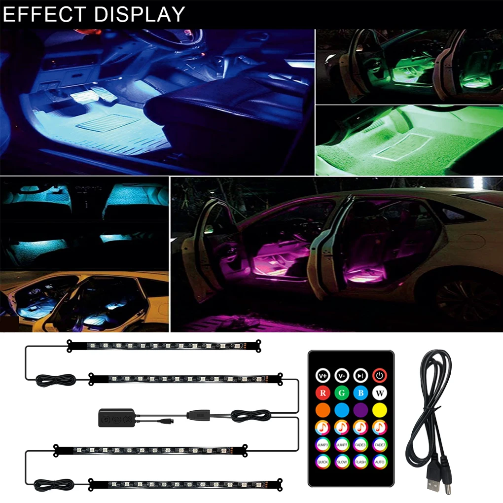 

12/18LEDs Car Bluetooth String Light LED RGB String Light Remote Control Atmosphere Lamp Car Styling Light Car Decorative Lights
