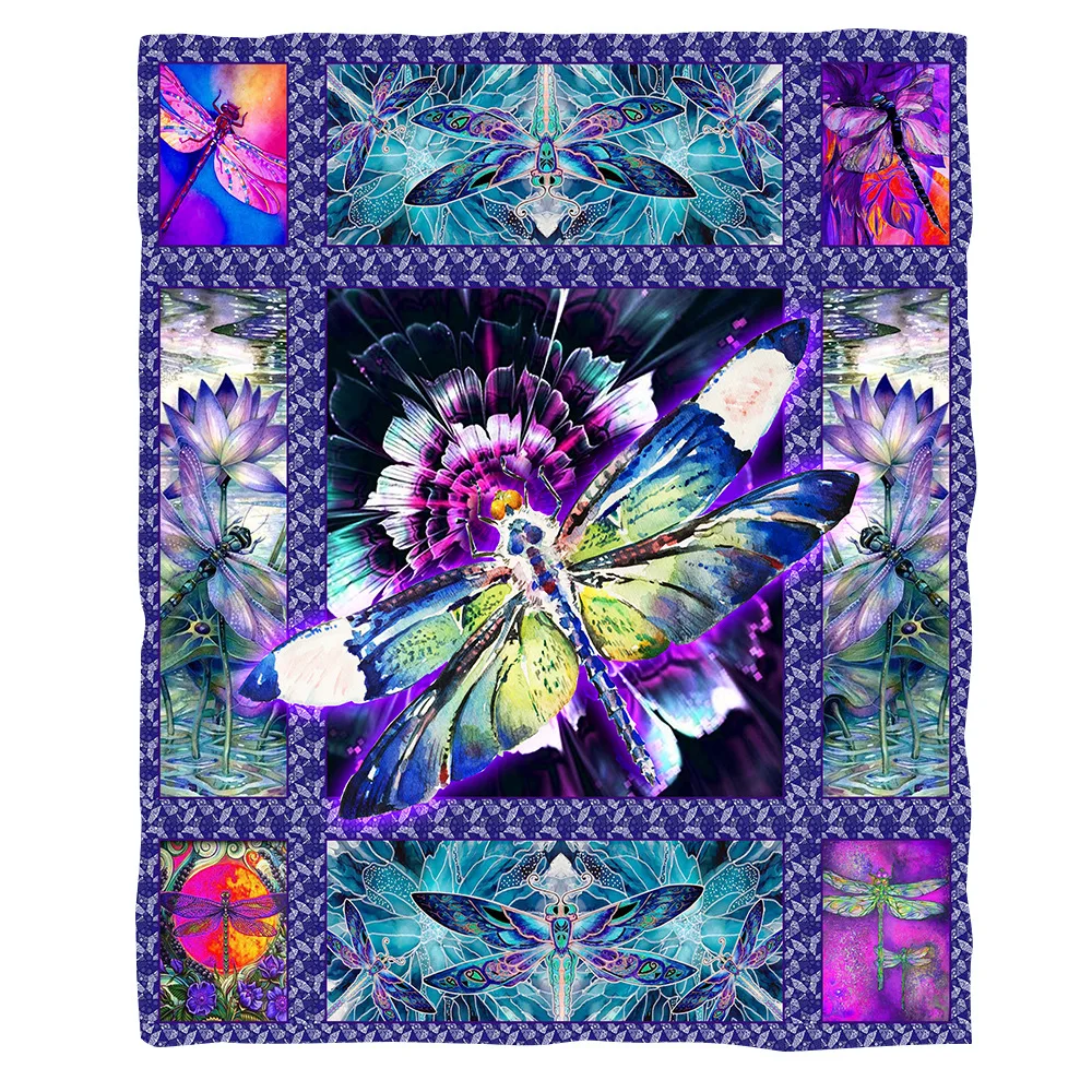 

Dragonfly Psychedelic pattern funny Animal Blanket 3D full printed Wearable Blanket Adults/kids Fleece Blanket Drop Shipping 11