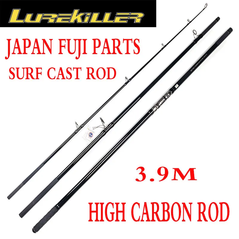 

Lurekiller New Arrival Japan Fuji Parts 3.90M Powerful Carbon Surfcasting Rod 200-400g 30kgs Fishing Tackle