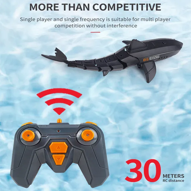 RC Submarine Shark New 2.4G Remote Control Electric Shark Rechargeable Water Children's Electric Toy Gift  Remote Control Boat 2