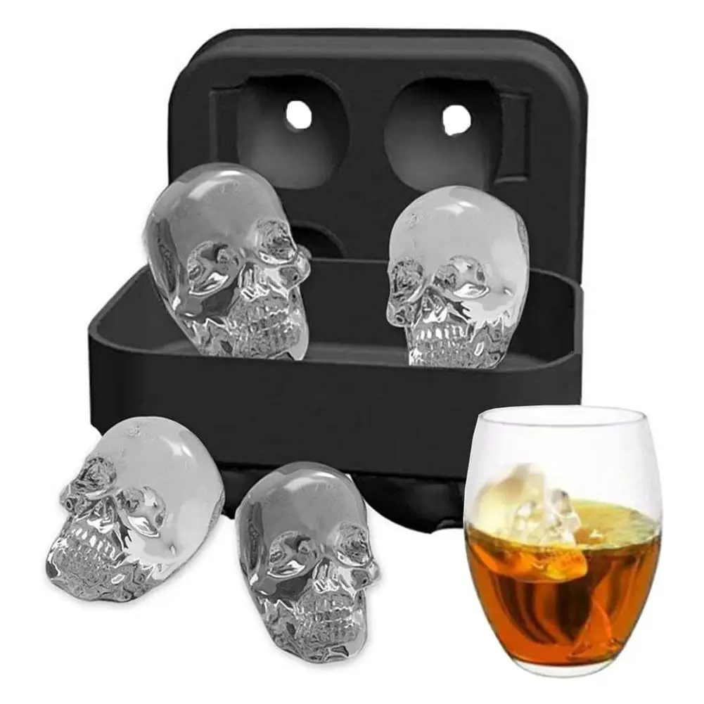 Skull Head Ice Cube Mold Halloween Skull Shaped Whisky Wine Ice Cube Tray Maker. 