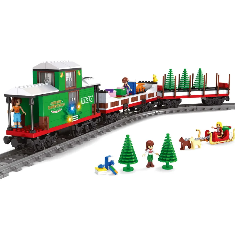 

2019 City Creator Winter Christmas Village Train Station With 36 Tracks Model Building Blocks Bricks Enlightenment Kids Toys