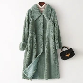 

Women Real Fur Coat Autumn Winter Sheep Fur Wool Coats and Jackets 2020 Korean Warm Overcoat Manteau Femme 978008 YY468