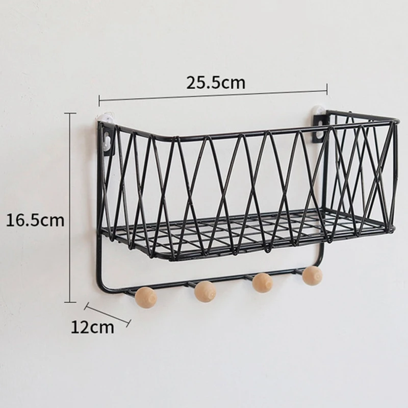 2Pcs Creative Simple Nordic Wrought Iron Grid Wall Shelf Ornaments Home Wall Hook Wall Mounted Storage Rack Decoration Housekeep