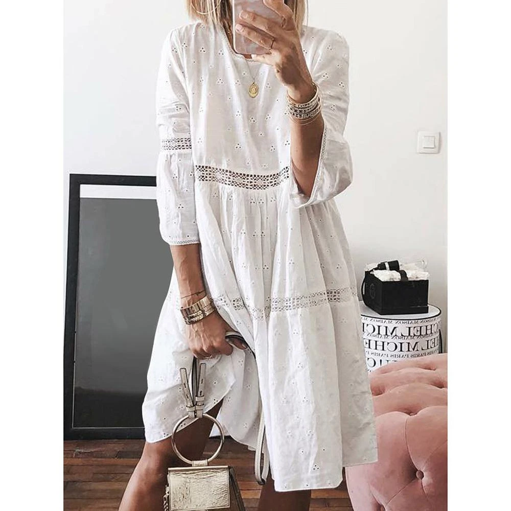 short white bohemian dress