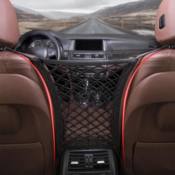 

Car Styling Car Organizer Seat Back Storage Elastic Car Mesh Net Bag Between Bag Luggage Holder Pocket Automobiles Accessories