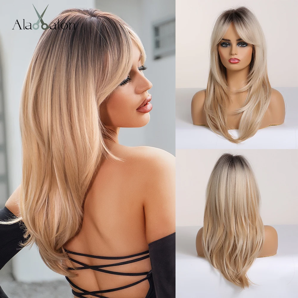 ALAN EATON Long Straight Wigs Ombre Black Blonde Ash Wigs with Bangs Heat Resistant Synthetic Wigs for African American Women поп iao the alan parsons project the complete albums collection half speed black lp box set