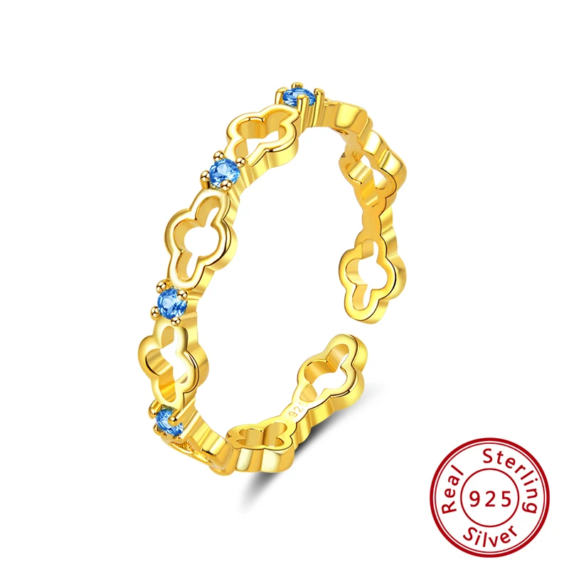 SR140-G-L ORSA JEWELS кольцо чистый 925 Серебряные Регулируемые кольца для Для женщин 4 стиль Дополнительный синий и ясно AAAA фианит укладки вогнутые кольца ювелирные изделия SR140 - Цвет камня: SR140-G-L