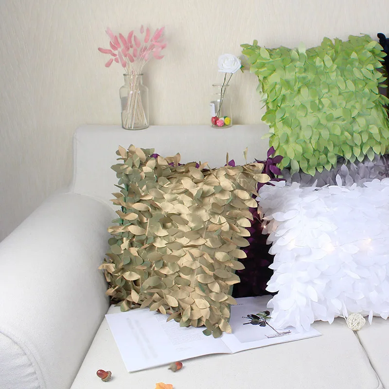 42*42cm Fallen Leaf Throw Pillow Case Waist Cushion Cover Home Decor-Green / RED