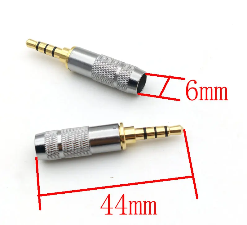 100pcs Gold audio 3 5mm 4 Pole Repair Headphone Jack Plug Cable Audio Solders adapter
