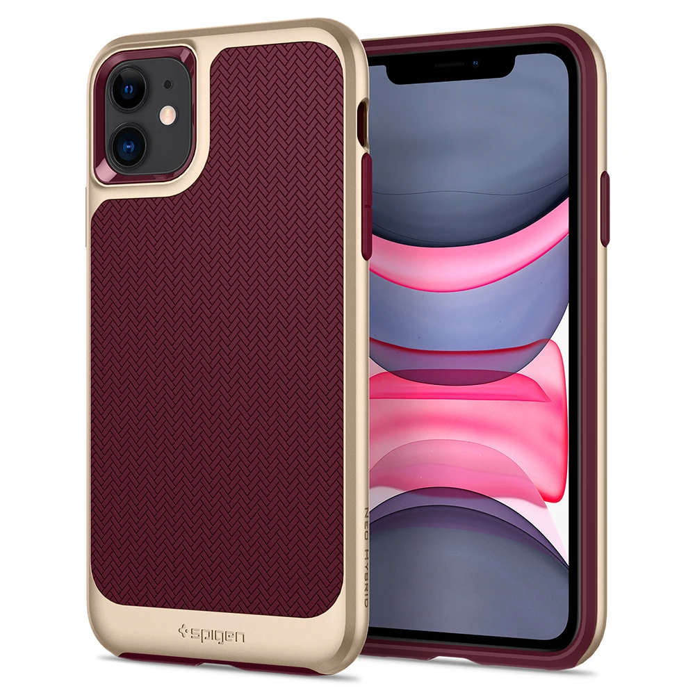 Гибридный чехол Spigen Neo для iPhone 11-MIL-STD-810 с двумя слойными карманами - Цвет: Burgundy