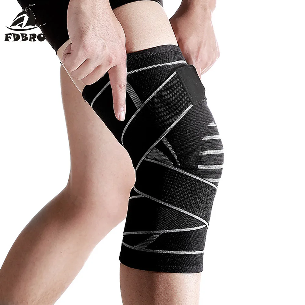 

FDBRO 1 Piece Breathable Knee Support Brace Running Fitness Hiking Cycling Knee Protector Gear Elastic Sports Bandage Knee Pads