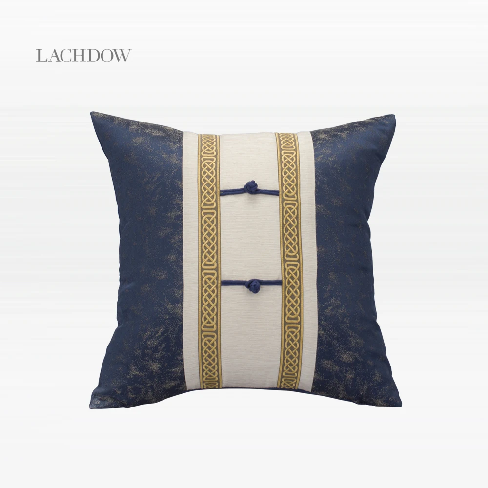 Lachdow New Chinese style Decor Soft Throw Pillow Covers Buckle decoration Stitching Pilliowcase for Sofa Living Room 45x45cm | Дом и сад