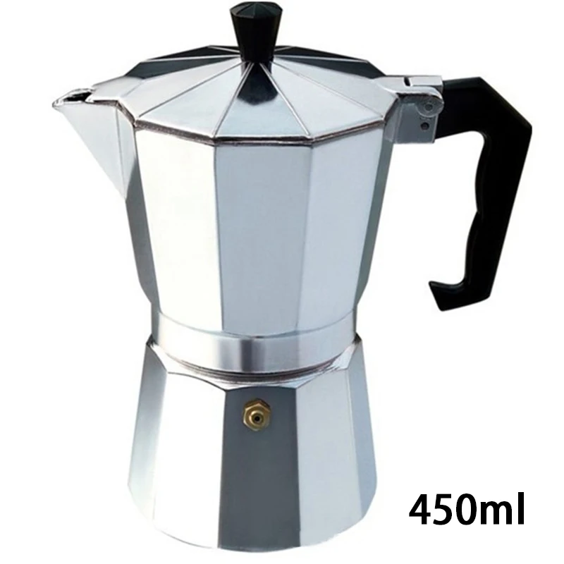 Duolvqi Aluminum Coffee Maker Durable Moka Cafeteira Expresso Percolator Pot Practical Moka Coffee Pot 50/100/150/300/450/600ml - Цвет: 450ml