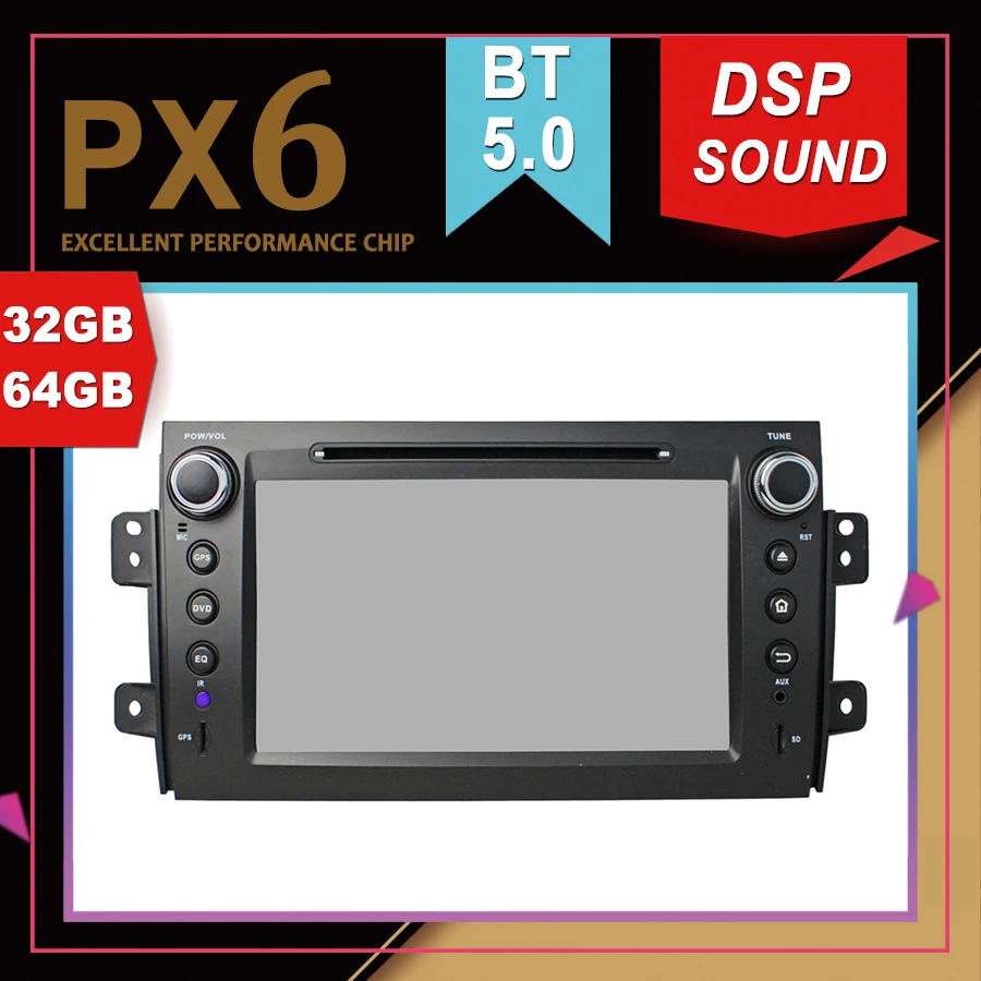 Автомобильный мультимедийный GPS-навигатор PX6 на Android 9 0 для SUZUKI SX4 2006-2012 DSP звуковая
