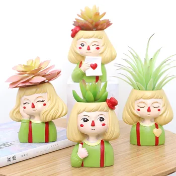 

Cartoon Naughty Girl Flower Pot Succulent Pot Mini Bonsai Home Decor Desktop Decoration Indoor Plants Succulent Plants Pot