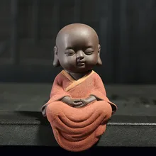 

Handmade Buddha Monks statues Tea Pet Purple Sand buda Monk Tea Accessories Home Car Decor Zisha Pottery Ornament Decoration
