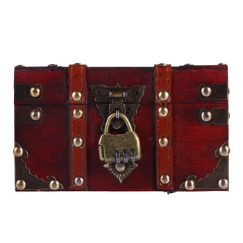 

1 Pc Vintage Wooden Box Creative Jewelry Storage Box with Lock