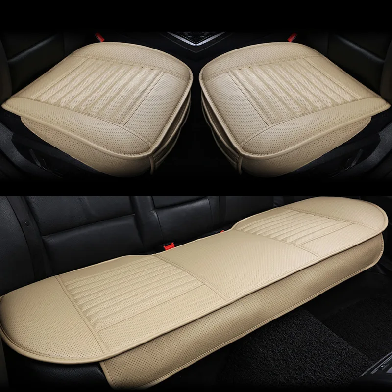 

Automobile Seat Cushion Four Seasons Universal Leather Bamboo Charcoal Non-Backrest 3pc Cushion Set Bundled Free Universal Car C