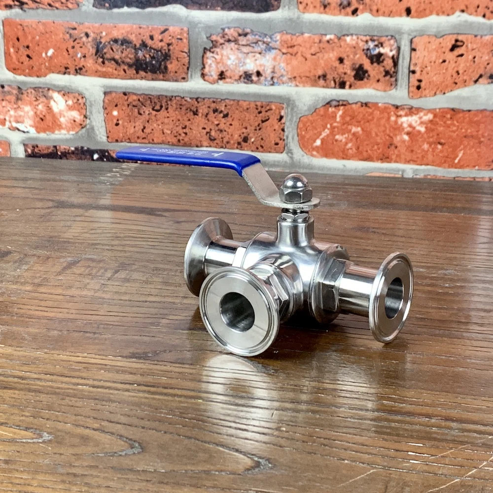 3 Way Ball Valve T and L Port Ferrule Type 1" OD50.5mm Sanitary steel 304 | Обустройство дома