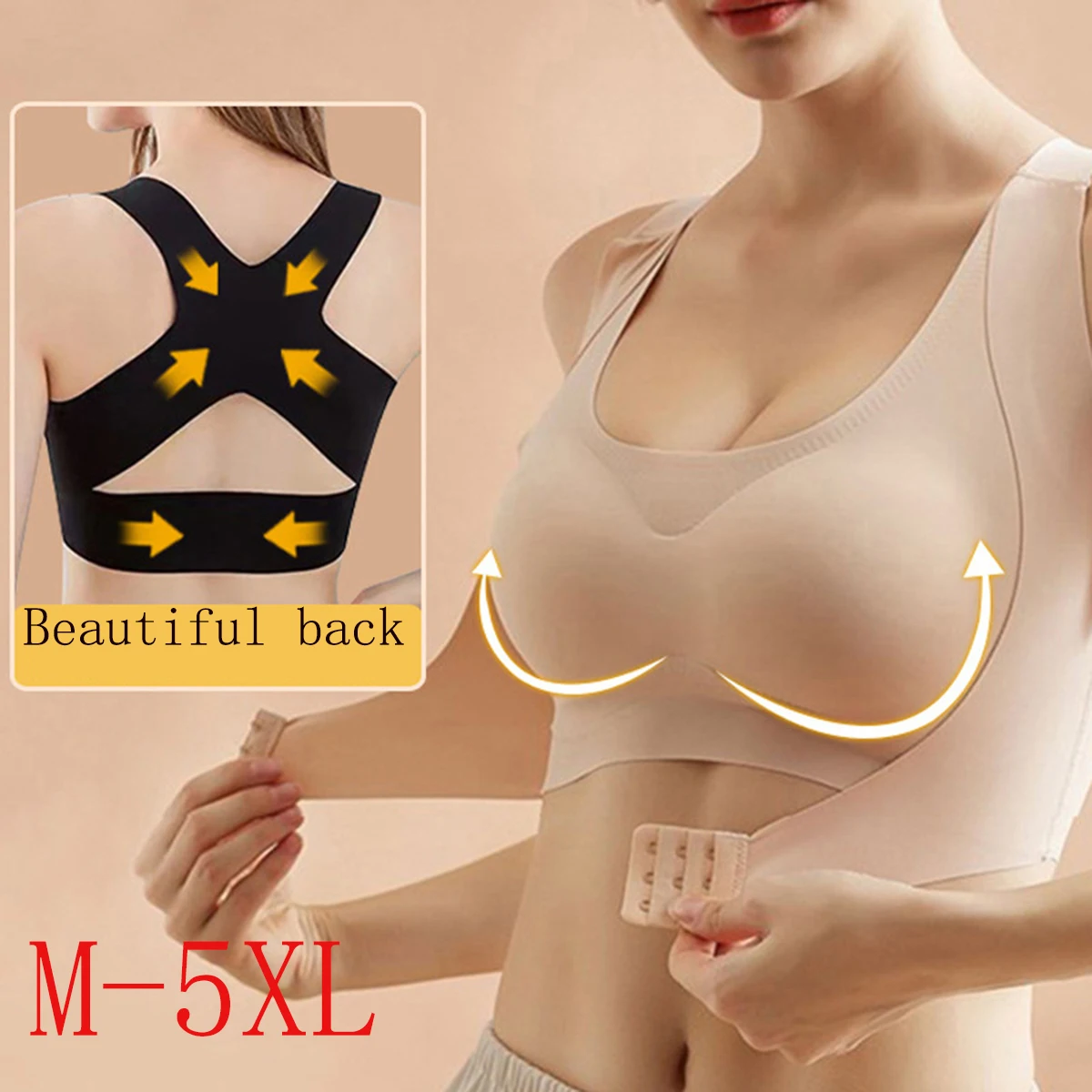 Women Sports Bras For Women Push Up Bra Posture Corrector Bralette Front  Closure Female Underwear Cross Back Tops