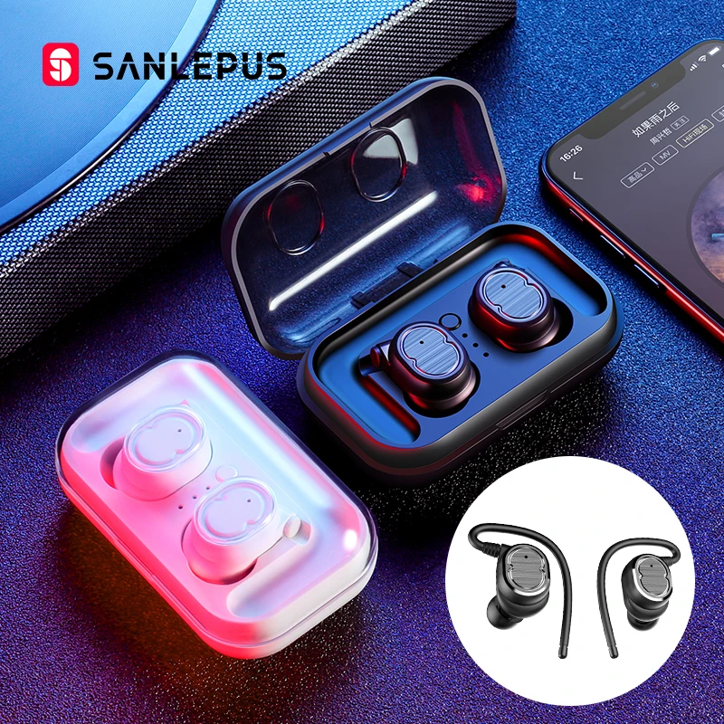 SANLEPUS TWS 5,0, беспроводные наушники, Bluetooth наушники, спортивные наушники, стерео бас гарнитура, мини с двойным микрофоном для телефонов