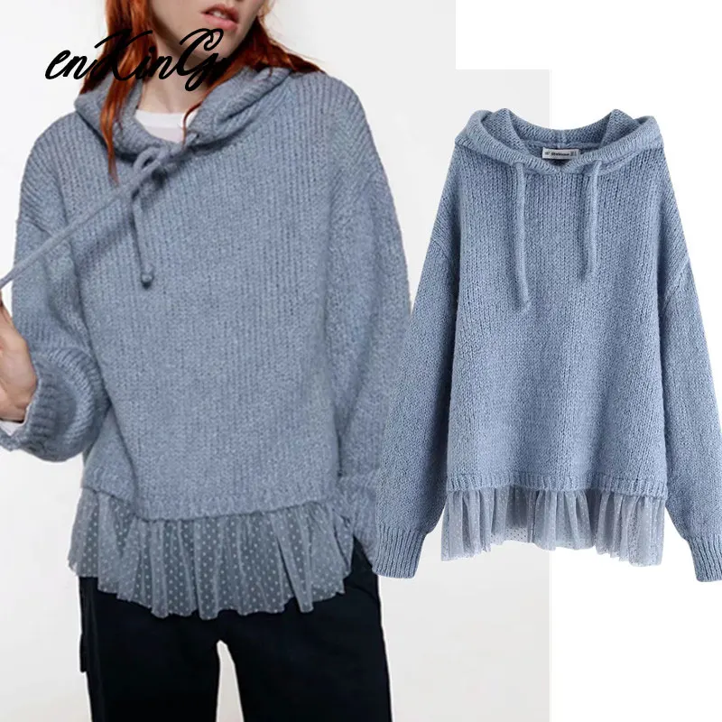 

2019 winter za sweaters women pull femme england style vintage tassels oversize hooded hooded sweaters women pullovers tops