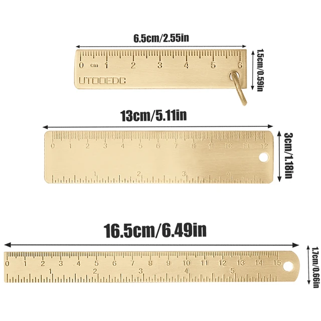 6.5Cm/13CM/16.5CM Brass Straight Ruler Metal Painting Tools Chancery  Geometric Metal Drawing Kit Bookmark Statione - AliExpress