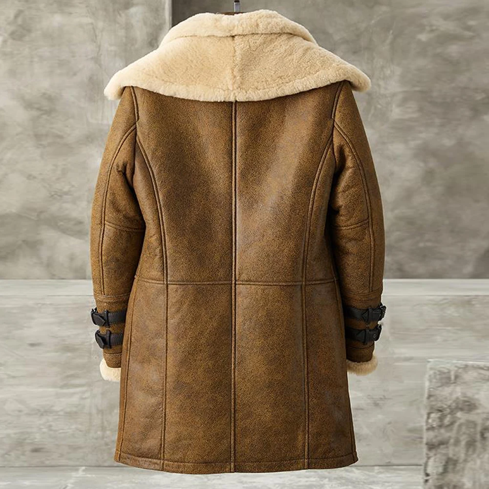 Shearling Jacket Mens B7 Bomber Jacket Long Style Leather Jacket