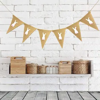 

Bunny Easter Pennant Pennant and Burlap Bunting Banner Easter Party Decoration Home Decoration