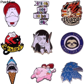 

20pcs/lot A3779 Patchfan Fashion Enamel Pin Brooches For Women Cartoon Creative Metal Brooch Pins Denim Hat Badge Collar Jewelry