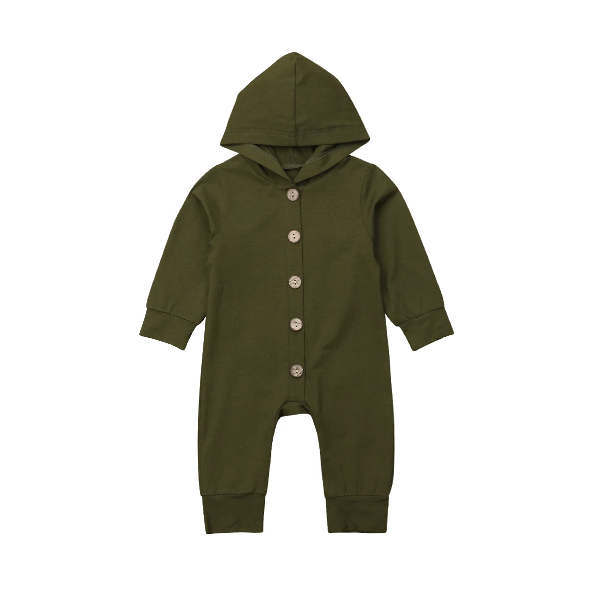 Комбинезон в полоску для новорожденных мальчиков и девочек от 0 до 24 месяцев+ однотонный комбинезон с капюшоном, зимняя теплая одежда с длинными рукавами костюмы для малышей - Цвет: Армейский зеленый