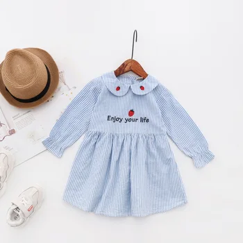 

Wholesale cheap 5 Pieces Kids girls casual dresses embroidery cotton full sleeve spring casual dresses
