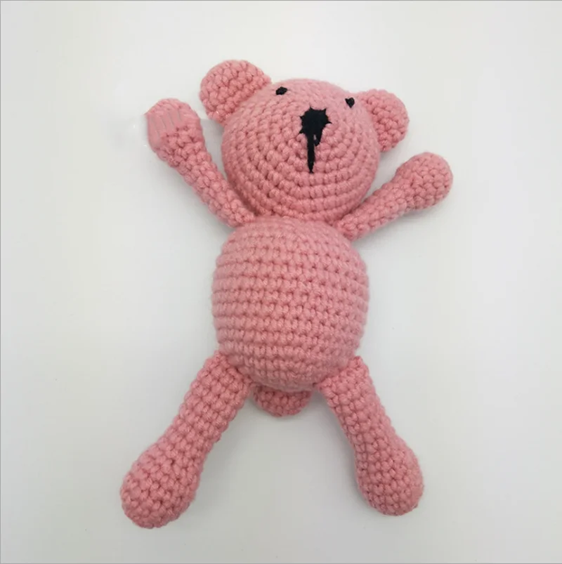 Медведь ручной работы детские мягкие плюшевые животные игрушки куклы милые спящие дети подарок на день рождения творческие ремесленные украшения - Цвет: Темно-бордовый