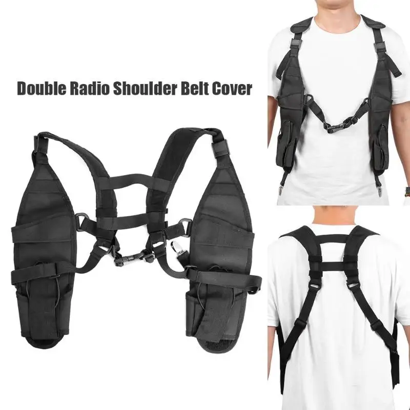 

Double Radio Shoulder Holster Chest Harness Holder Universal for Two Way Radio Applicable to Police Production Workshop