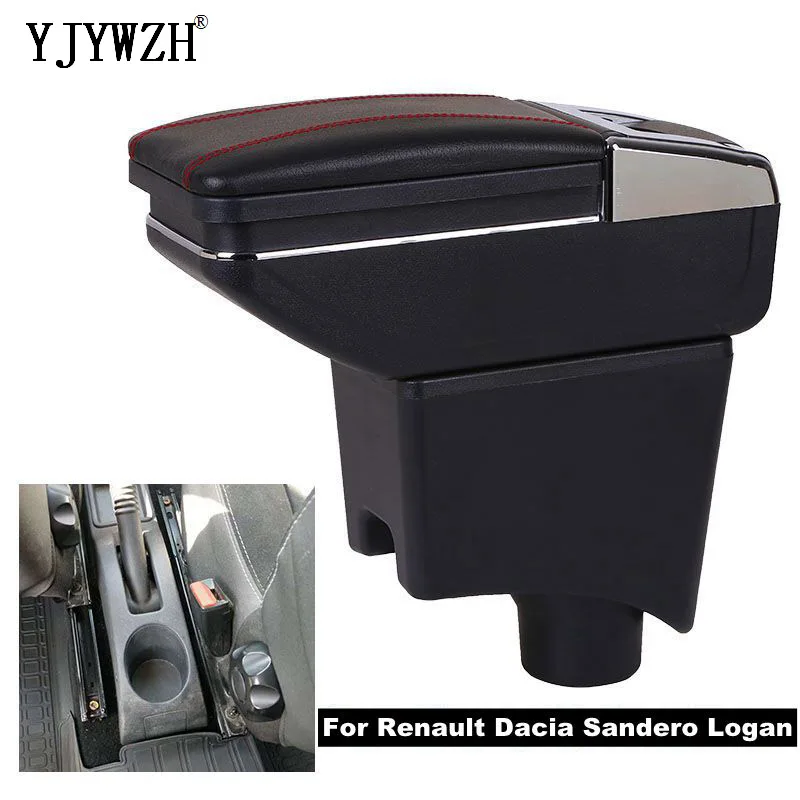 

Armrest box For Renault Dacia Sandero Logan USB Charging heighten Double layer central Store content ashtray in car accessories
