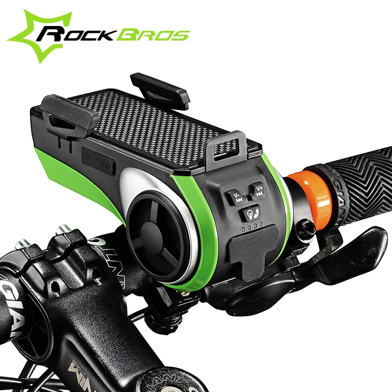 ROCKBROS велосипедный держатель для телефона+ Bluetooth аудио mp3-плеер динамик+ 4400 мАч банк питания+ велосипедный звонок-колокольчик+ велосипедный фонарь