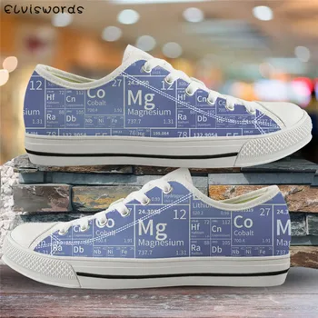 

ELVISWORDS Periodic Table of Elements Print Casual Shoes Breathable Mesh Spring Autumn Sneakers Women Low Top Vulcanized Shoes