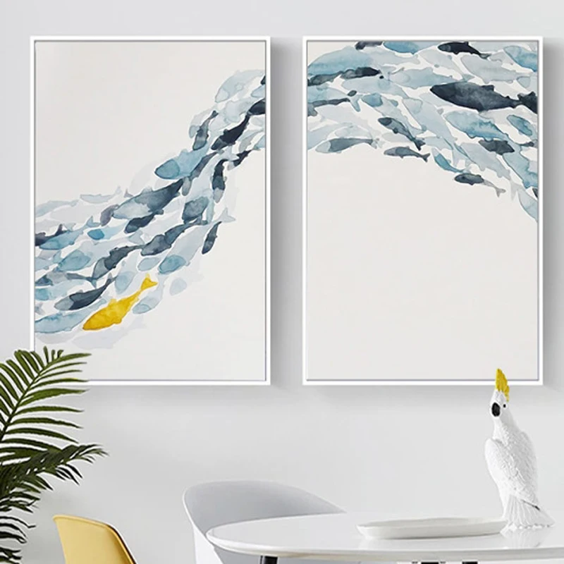 Canvas-Print-Poster-Abstract-Water-Color-Fish-Group-Chinese-Style-Painting-Decorative-Picture-for-Living-Room (2)